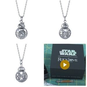 ROCKLOVE JEWERLY STAR WARS BB8 only DROID NECKLACE STERLING SILVER